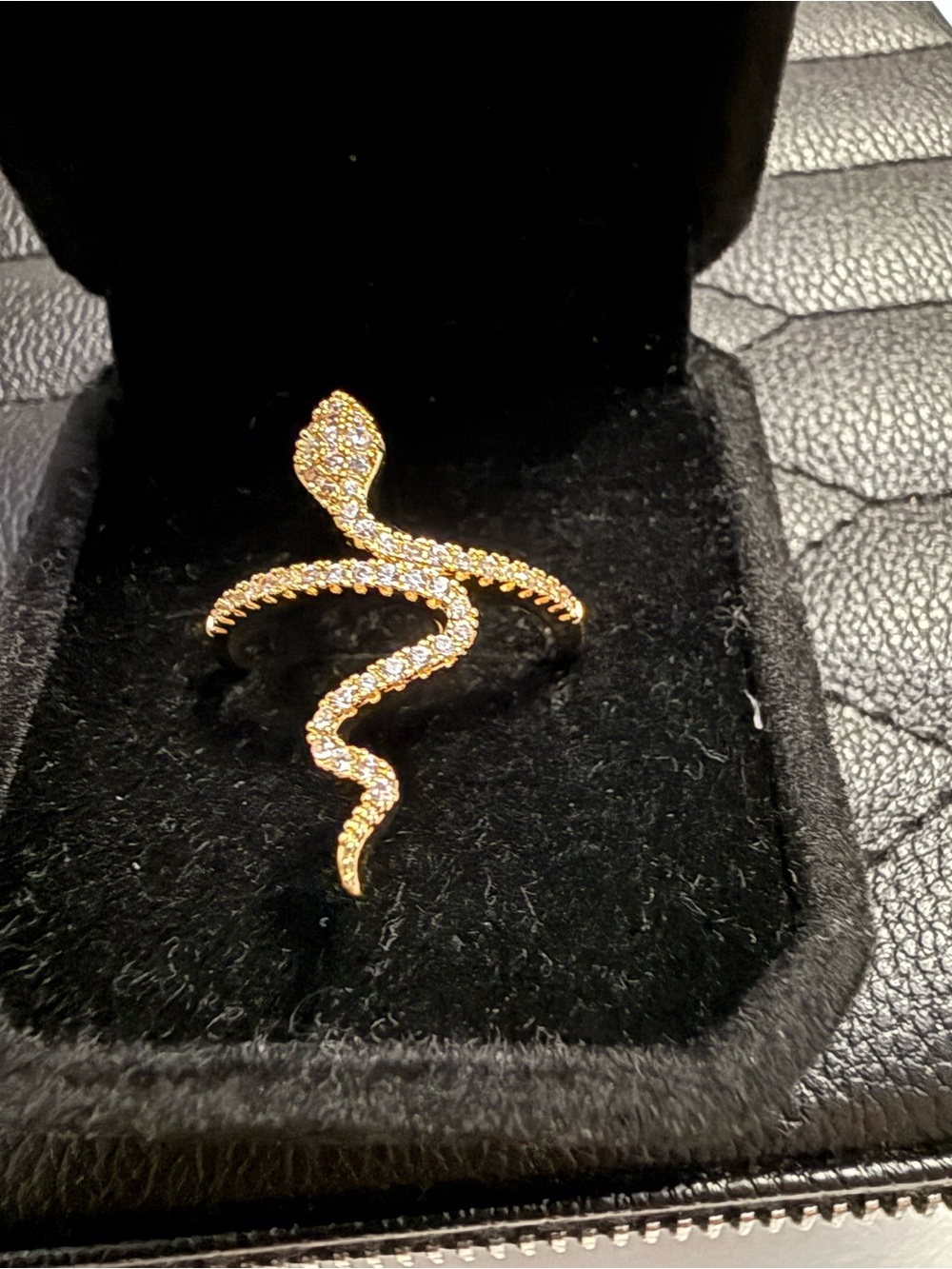 Gold Snake Wrap Ring with Crystal Accents - Women's Jewelry